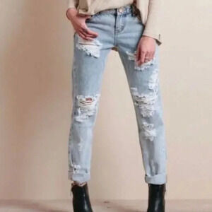 One by One Teaspoon Awesome Baggies Medium Rise Distressed Relaxed Jeans Size 25